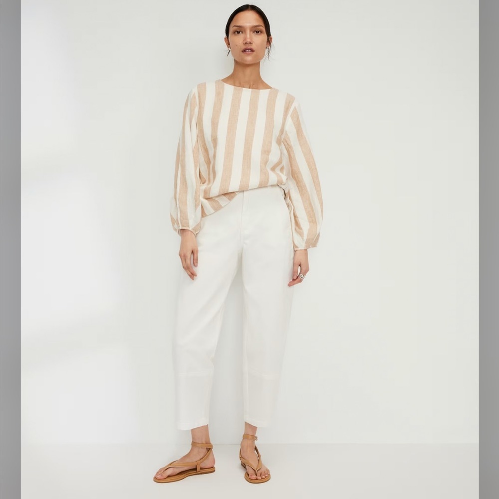 EVERLANE The Linen Long-Sleeve Top stripe